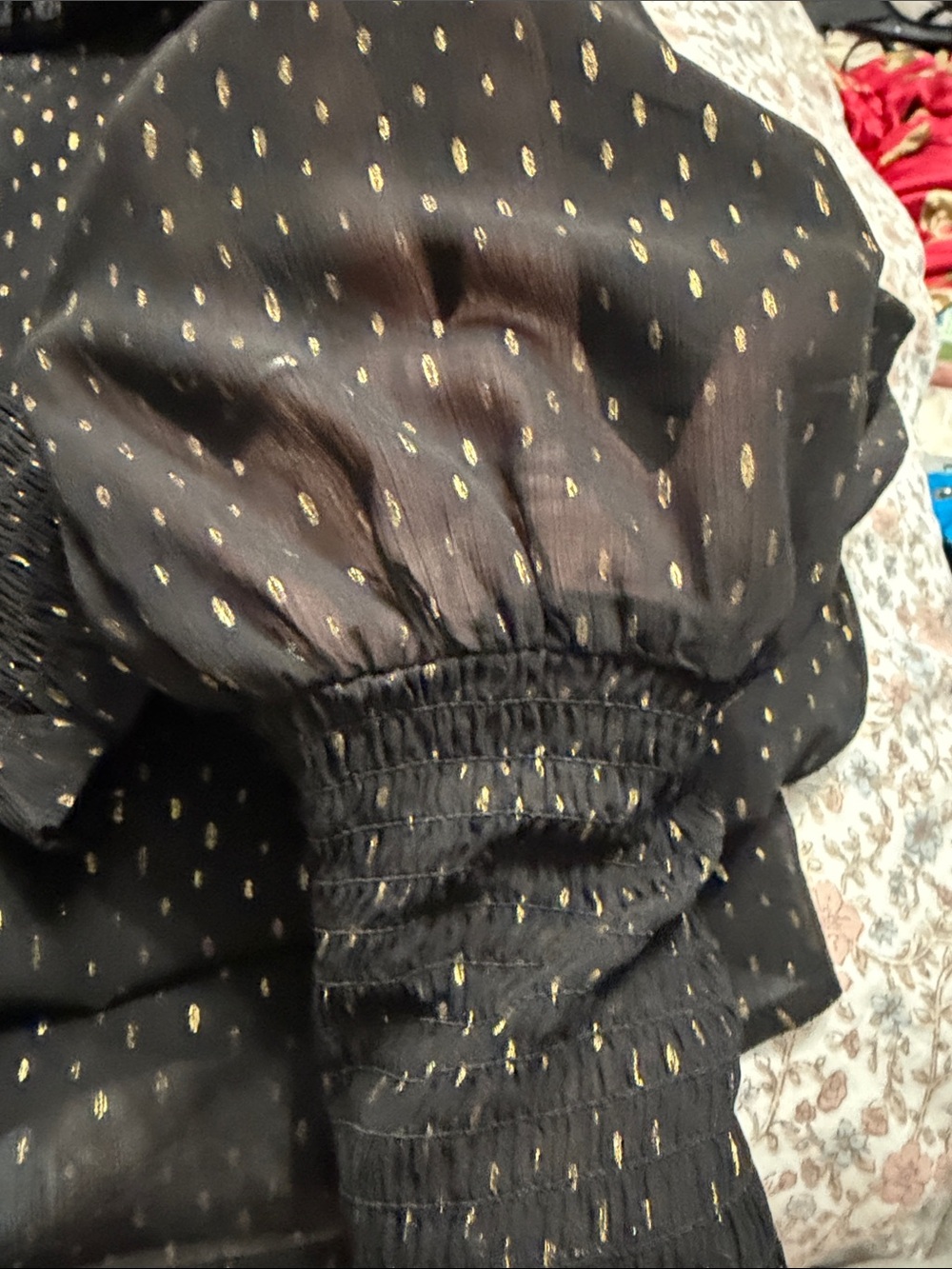 Rachel Zoe Black Blouse with Gold Dot Accent